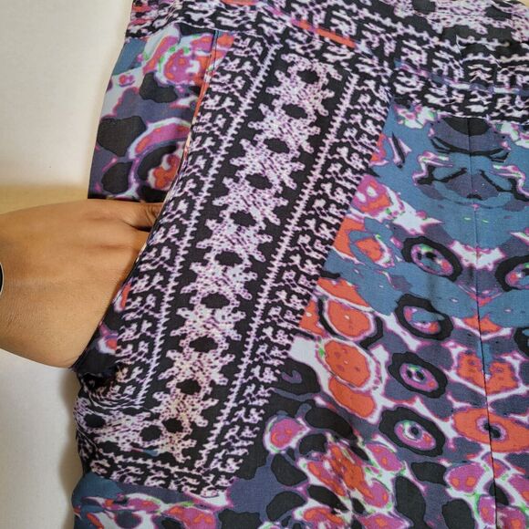 Free People Womens Pull On Printed Skinny Pants Size Medium Purple Pockets Boho - Picture 3 of 9